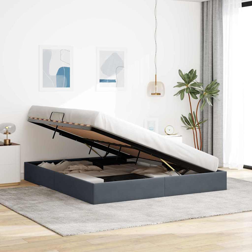 vidaXL Storage Bed with Storage Dark Grey 183 x 213 cm Velvet