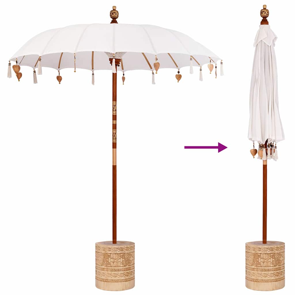 vidaXL Balinese Parasol with Base Cream 185 x 185 x 260 cm