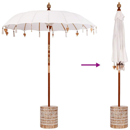 vidaXL Balinese Parasol with Base Cream 185 x 185 x 260 cm