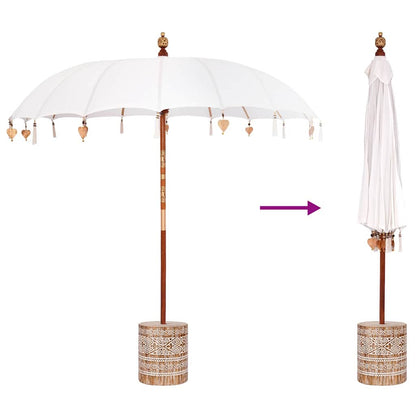 vidaXL Balinese Parasol with Base Cream 215 x 215 x 260 cm