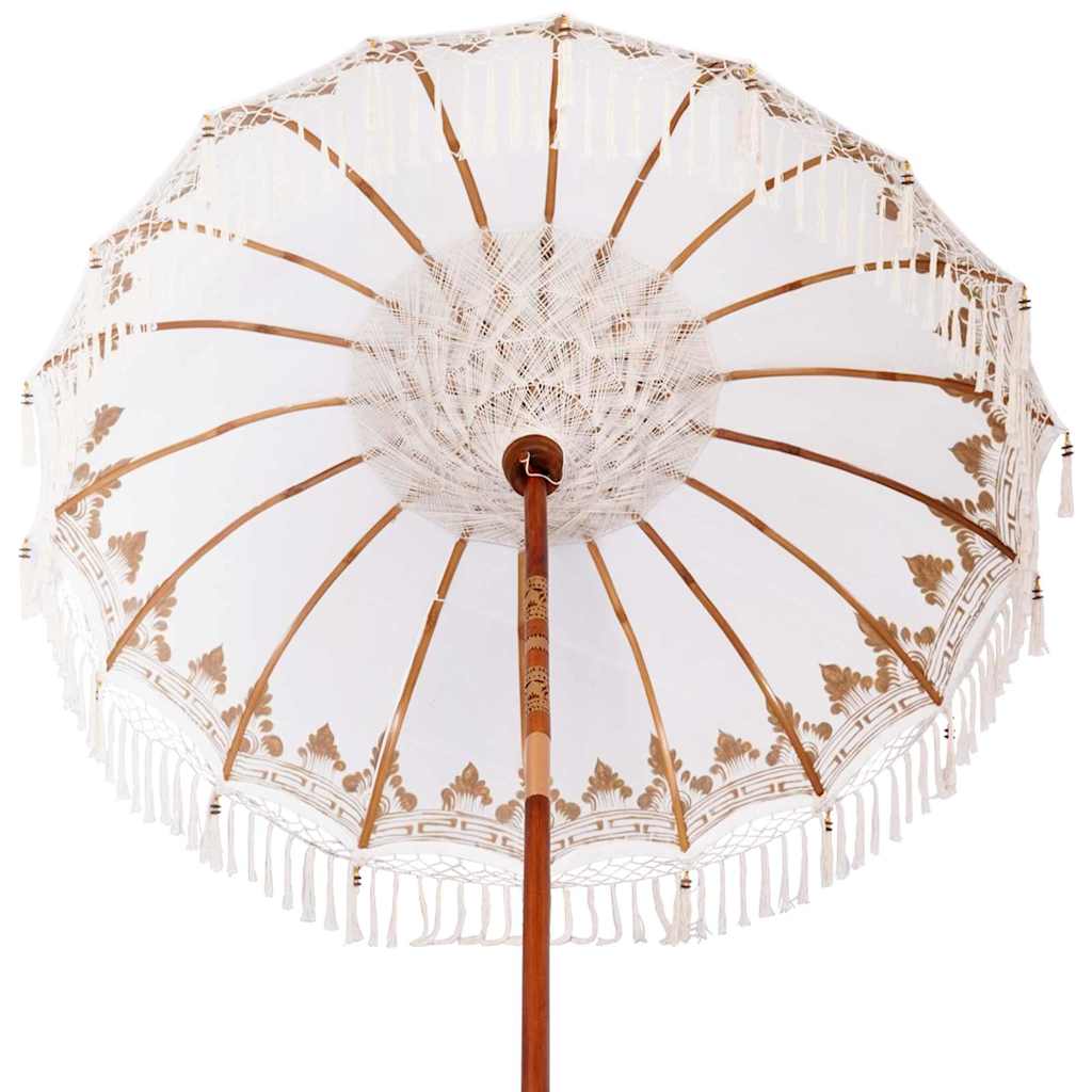 vidaXL Balinese Parasol Cream 180-190 cm Cotton and solid wood