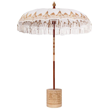 vidaXL Balinese Parasol Cream 180-190 cm Cotton and solid wood