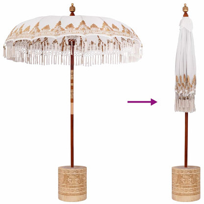 vidaXL Balinese Parasol Cream 180-190 cm Cotton and solid wood