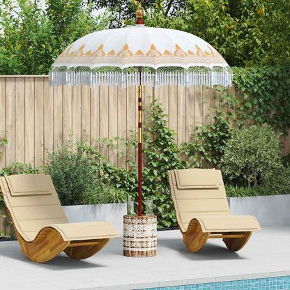 vidaXL Balinese Parasol Cream 180-190 cm Cotton and solid wood