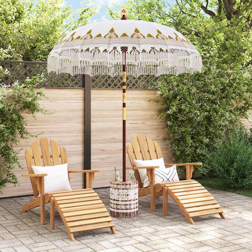 vidaXL Balinese Parasol Cream 180-190 cm Cotton and solid wood