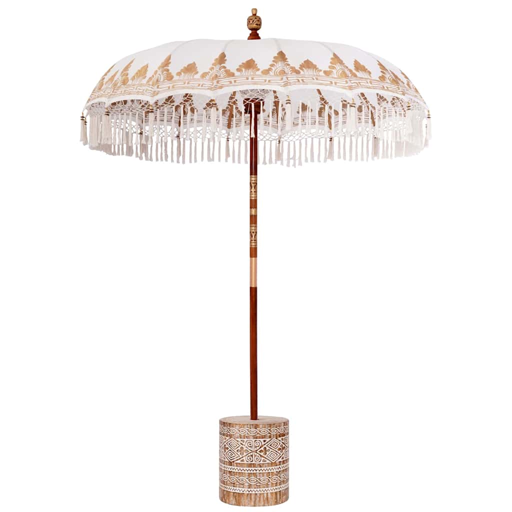 vidaXL Balinese Parasol Cream 180-190 cm Cotton and solid wood