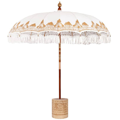 vidaXL Balinese Parasol Cream 215 x 215 x 260 cm Cotton and solid wood