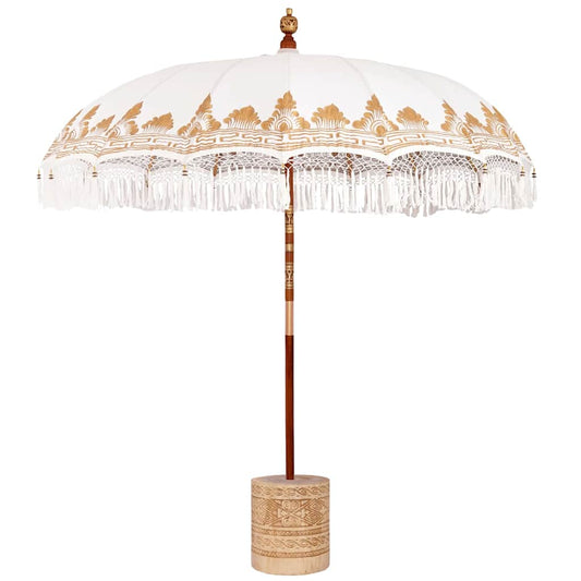 vidaXL Balinese Parasol Cream 215 x 215 x 260 cm Cotton and solid wood