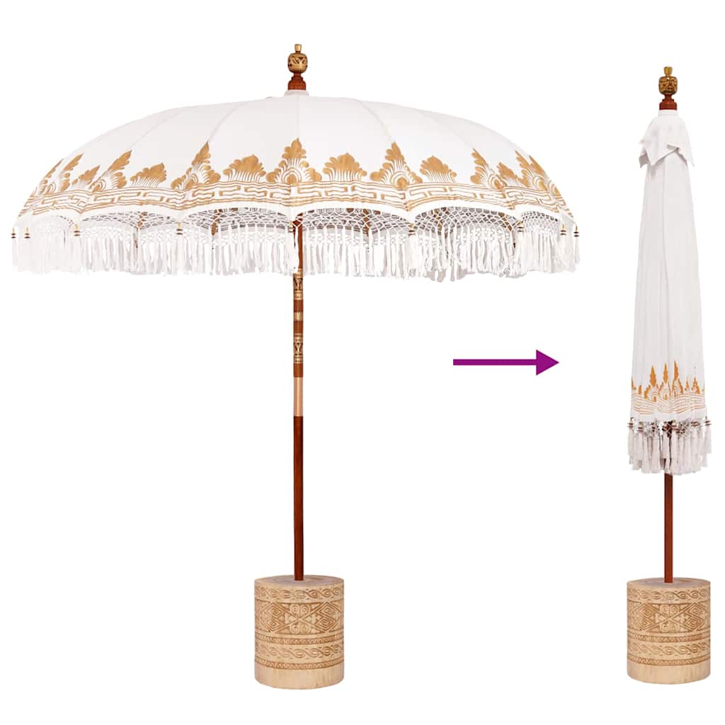 vidaXL Balinese Parasol Cream 215 x 215 x 260 cm Cotton and solid wood