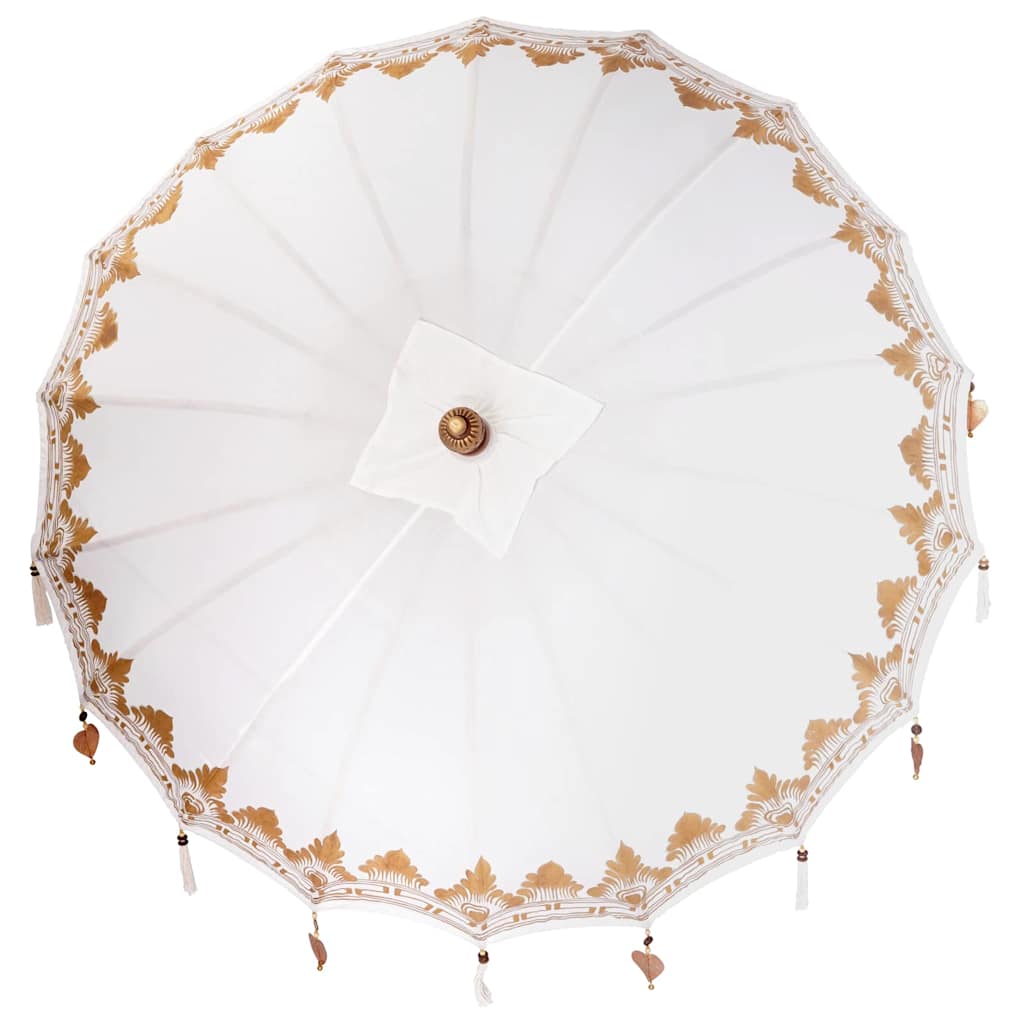vidaXL Balinese Parasol Cream 180-190 cm Cotton and solid wood