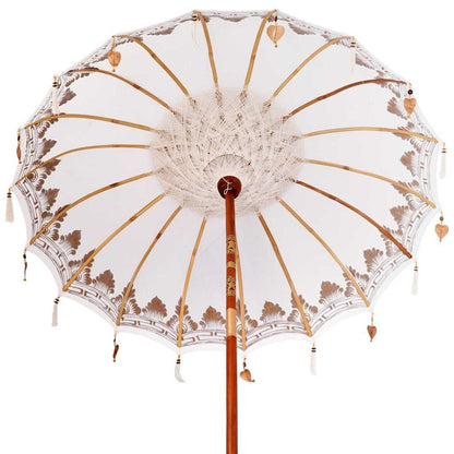 vidaXL Balinese Parasol Cream 180-190 cm Cotton and solid wood