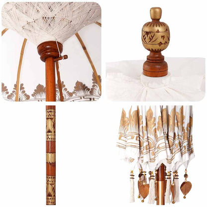 vidaXL Balinese Parasol Cream 180-190 cm Cotton and solid wood