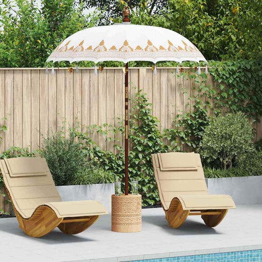 vidaXL Balinese Parasol Cream 180-190 cm Cotton and solid wood