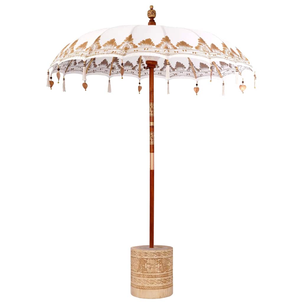 vidaXL Balinese Parasol Cream 180-190 cm Cotton and solid wood