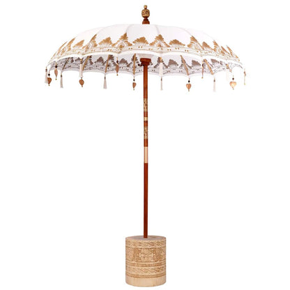 vidaXL Balinese Parasol Cream 180-190 cm Cotton and solid wood