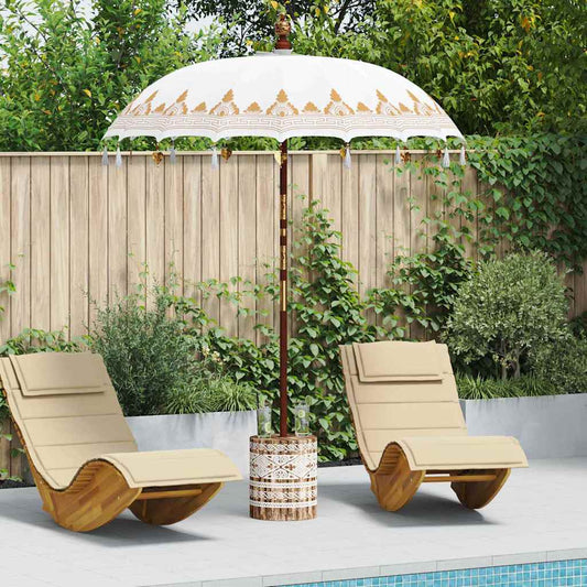 vidaXL Balinese Parasol Cream 180-190 cm Cotton and solid wood