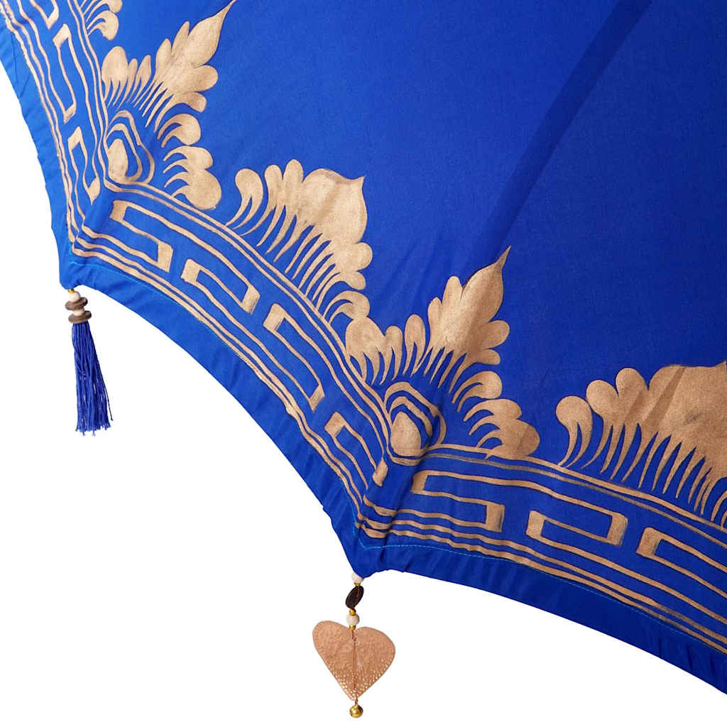 vidaXL Balinese Parasol Blue 180-190 cm Cotton and solid wood
