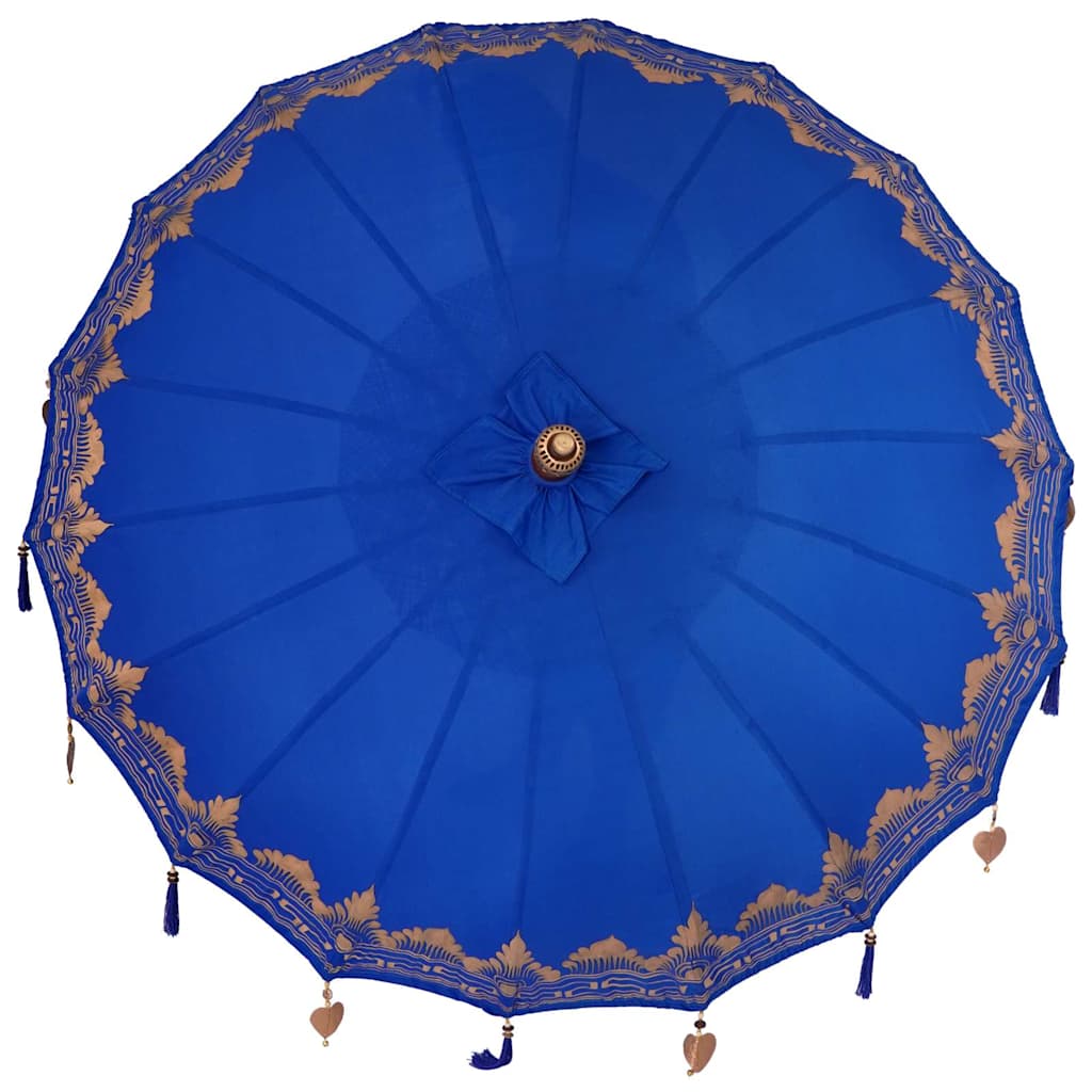 vidaXL Balinese Parasol Blue 180-190 cm Cotton and solid wood