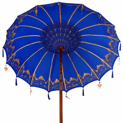 vidaXL Balinese Parasol Blue 180-190 cm Cotton and solid wood