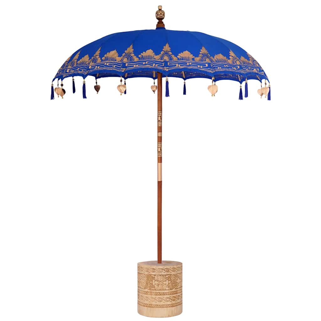 vidaXL Balinese Parasol Blue 180-190 cm Cotton and solid wood