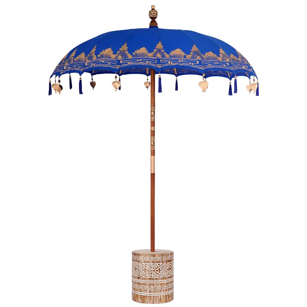 vidaXL Balinese Parasol Blue 180-190 cm Cotton and solid wood