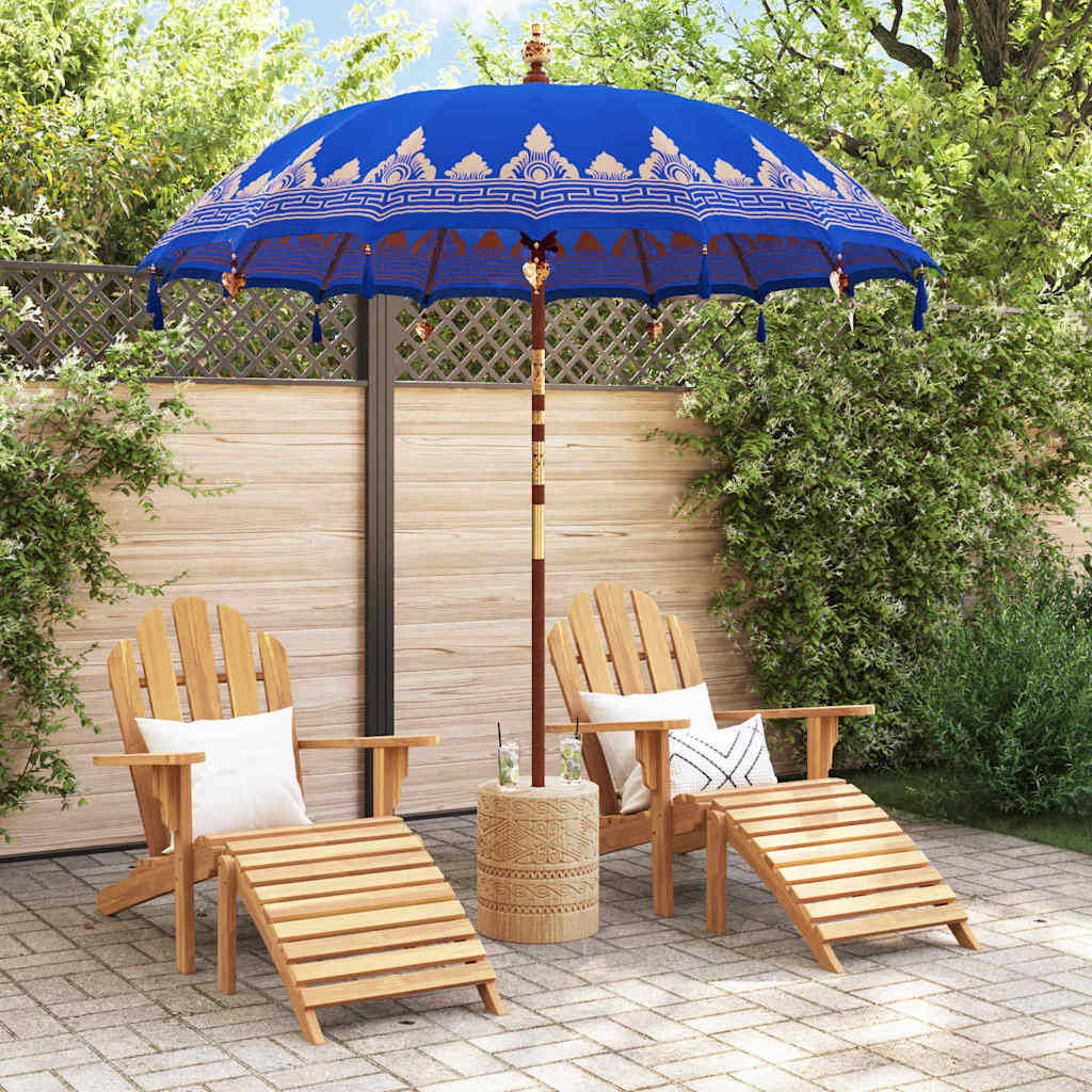 vidaXL Balinese Parasol Blue 215 x 215 x 260 cm Cotton and solid wood