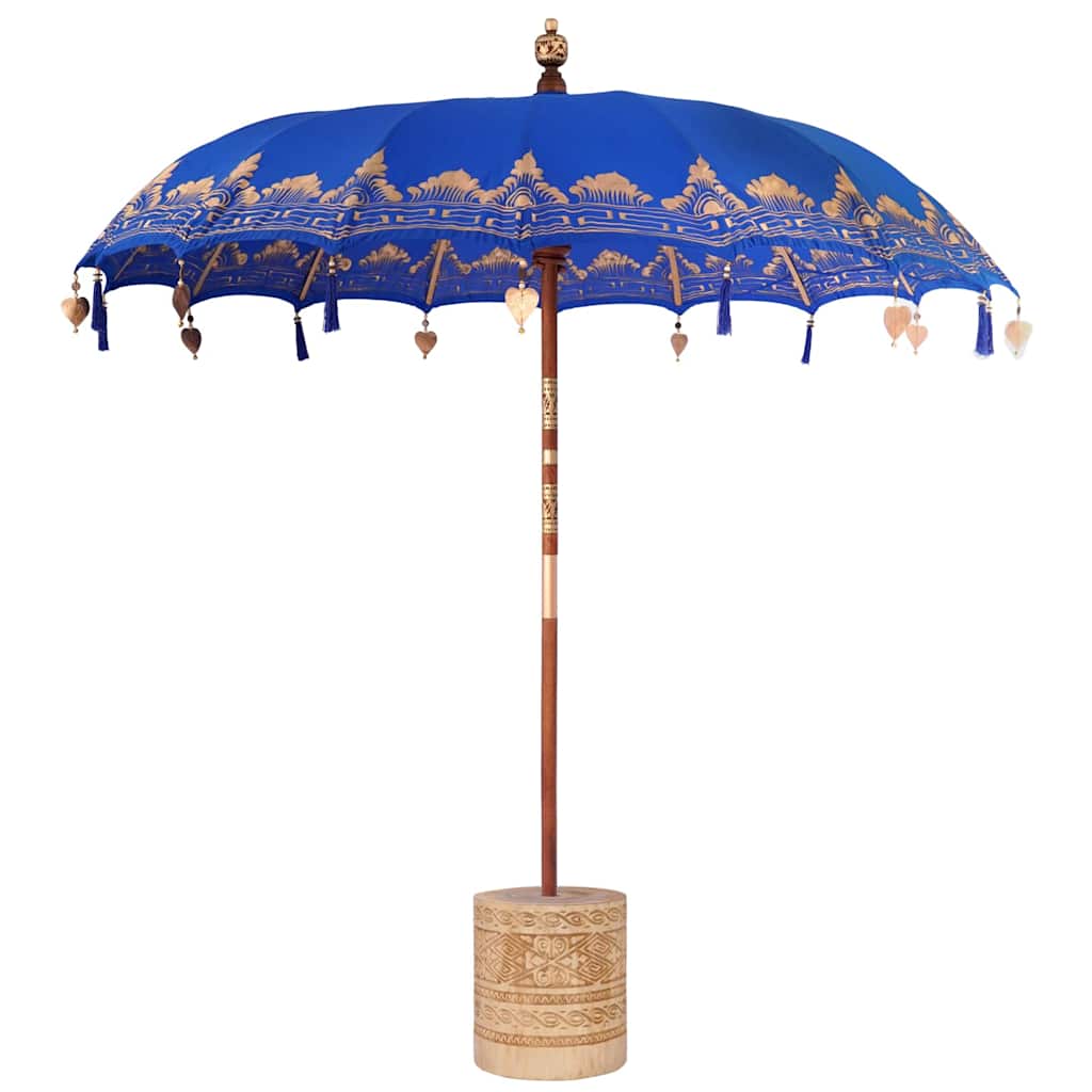 vidaXL Balinese Parasol Blue 215 x 215 x 260 cm Cotton and solid wood