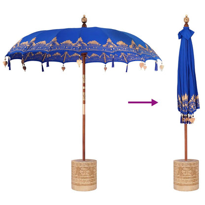 vidaXL Balinese Parasol Blue 215 x 215 x 260 cm Cotton and solid wood