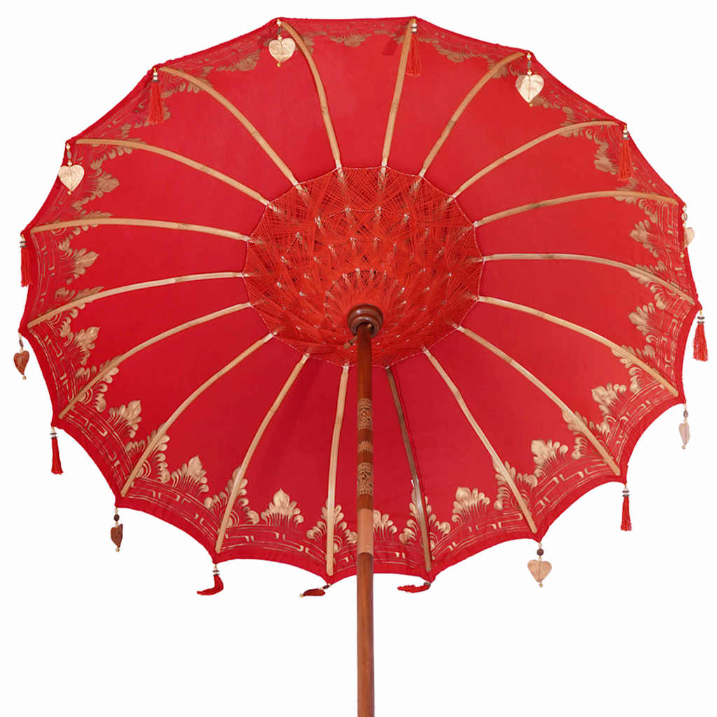 vidaXL Balinese Parasol Red 180-190 cm Cotton and solid wood