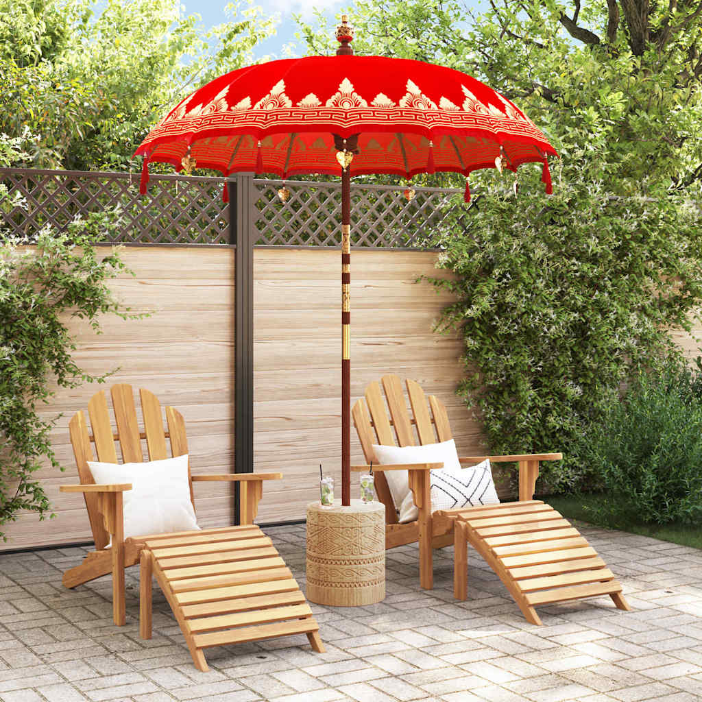 vidaXL Balinese Parasol Red 180-190 cm Cotton and solid wood