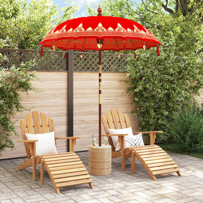 vidaXL Balinese Parasol Red 180-190 cm Cotton and solid wood