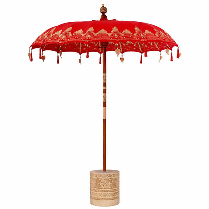 vidaXL Balinese Parasol Red 180-190 cm Cotton and solid wood