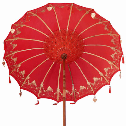 vidaXL Balinese Parasol Red 180-190 cm Cotton and solid wood