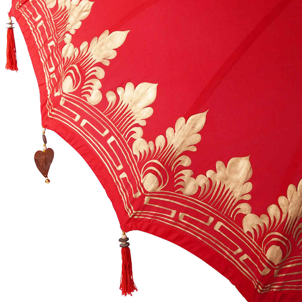 vidaXL Balinese Parasol Red 215 x 215 x 260 cm Cotton and solid wood
