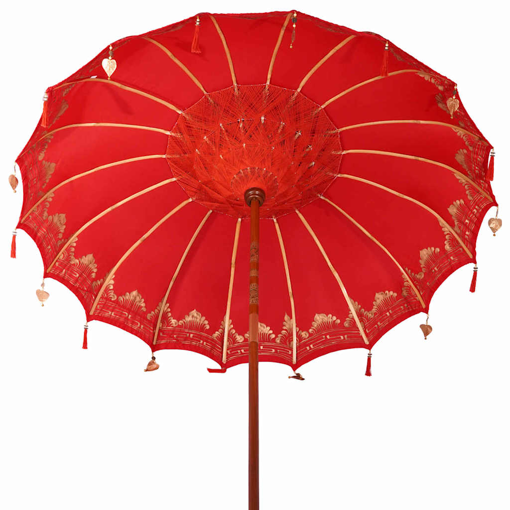 vidaXL Balinese Parasol Red 215 x 215 x 260 cm Cotton and solid wood