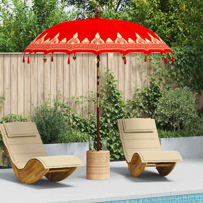 vidaXL Balinese Parasol Red 215 x 215 x 260 cm Cotton and solid wood