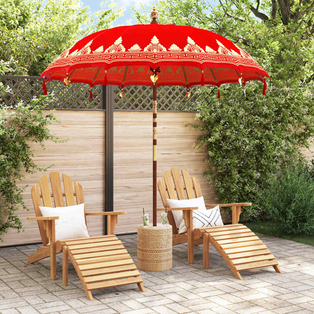 vidaXL Balinese Parasol Red 215 x 215 x 260 cm Cotton and solid wood