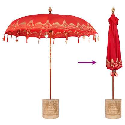 vidaXL Balinese Parasol Red 215 x 215 x 260 cm Cotton and solid wood