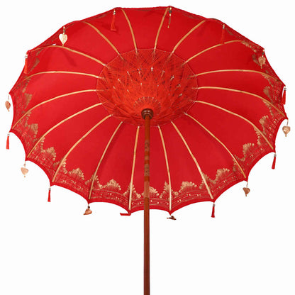 vidaXL Balinese Parasol Red 215 x 215 x 260 cm Cotton and solid wood