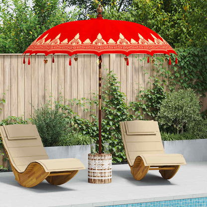 vidaXL Balinese Parasol Red 215 x 215 x 260 cm Cotton and solid wood