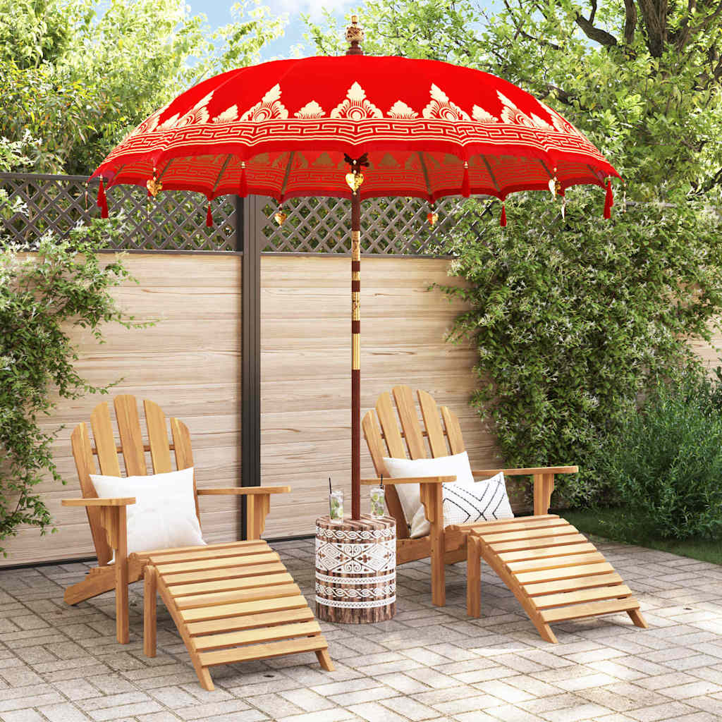 vidaXL Balinese Parasol Red 215 x 215 x 260 cm Cotton and solid wood