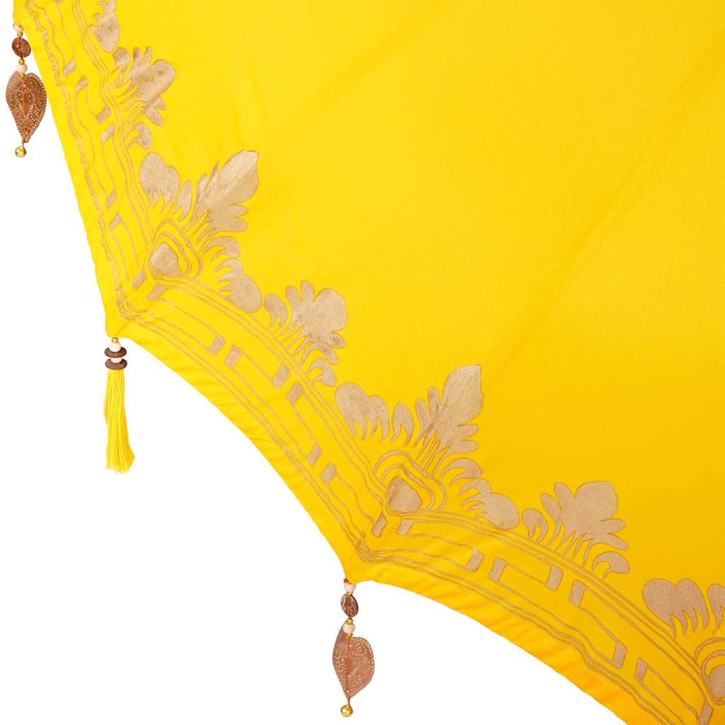 vidaXL Balinese Parasol Yellow 180-190 cm Cotton and solid wood