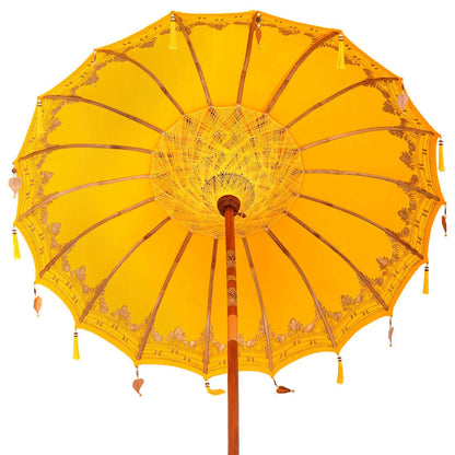 vidaXL Balinese Parasol Yellow 180-190 cm Cotton and solid wood