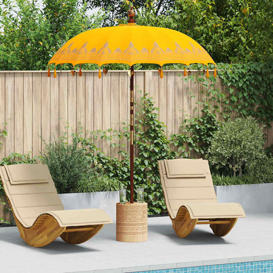 vidaXL Balinese Parasol Yellow 180-190 cm Cotton and solid wood