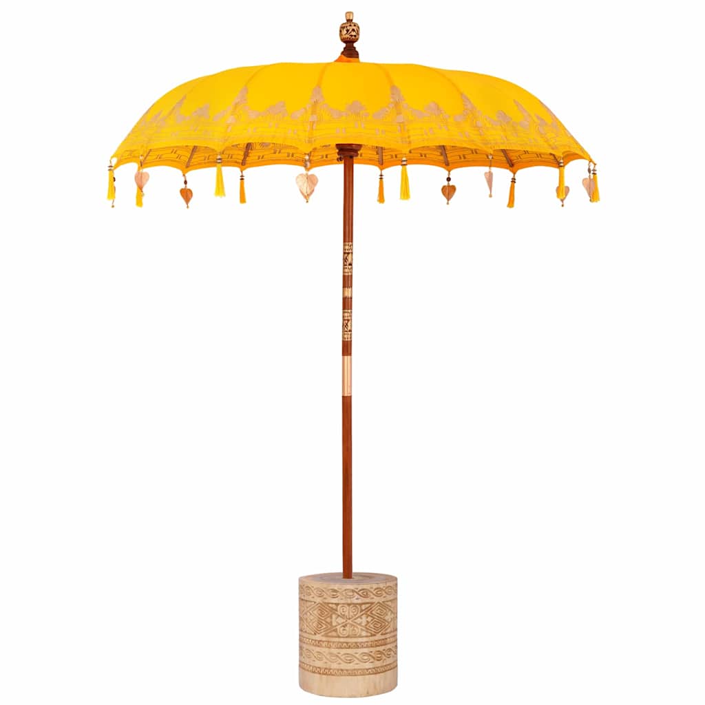 vidaXL Balinese Parasol Yellow 180-190 cm Cotton and solid wood