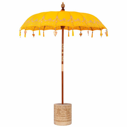 vidaXL Balinese Parasol Yellow 180-190 cm Cotton and solid wood