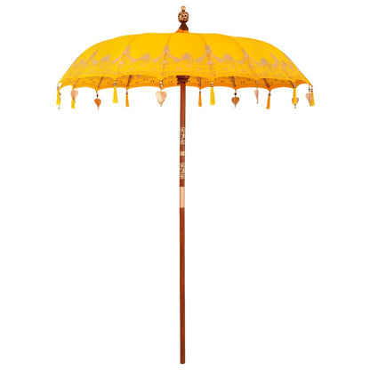 vidaXL Balinese Parasol Yellow 180-190 cm Cotton and solid wood