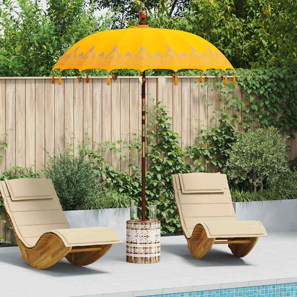 vidaXL Balinese Parasol Yellow 180-190 cm Cotton and solid wood
