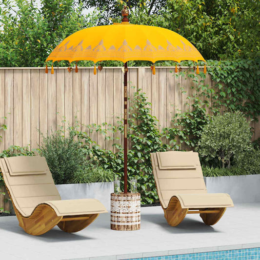 vidaXL Balinese Parasol Yellow 180-190 cm Cotton and solid wood