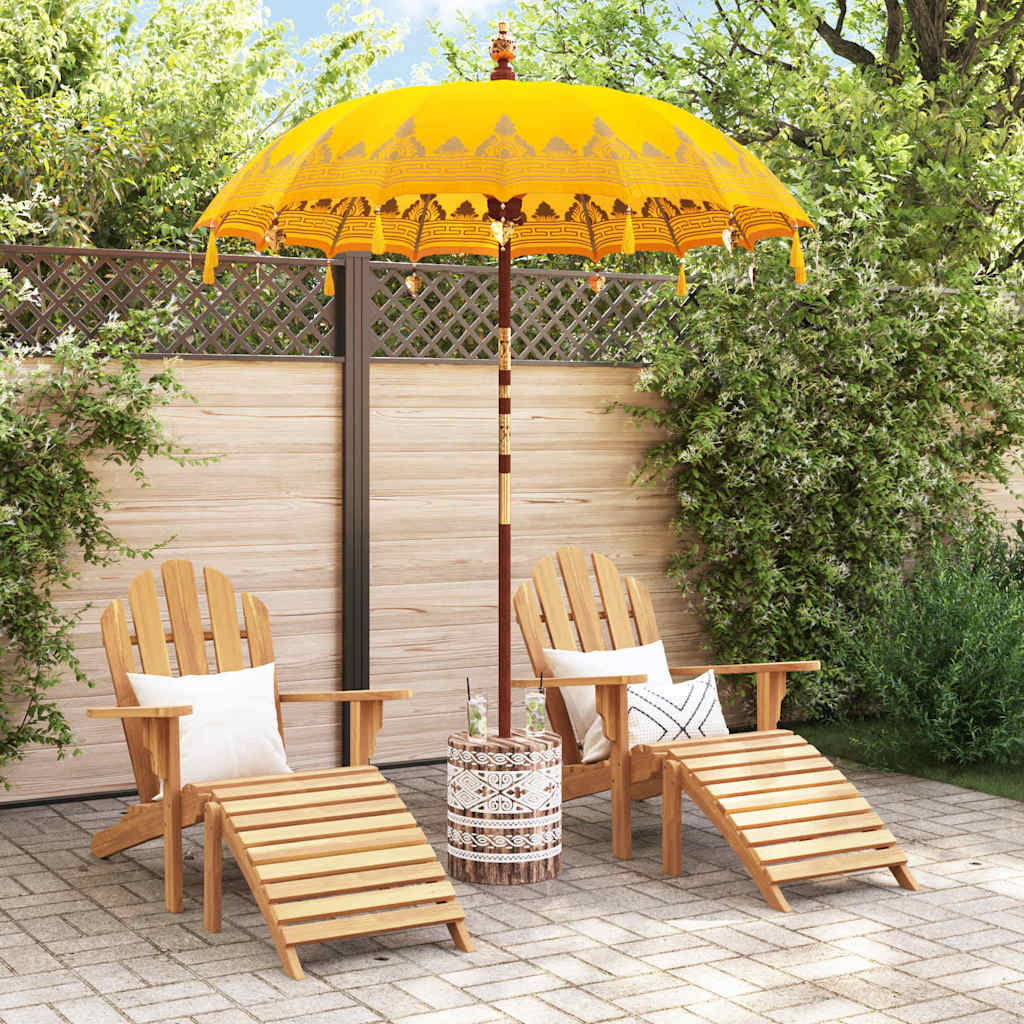 vidaXL Balinese Parasol Yellow 180-190 cm Cotton and solid wood
